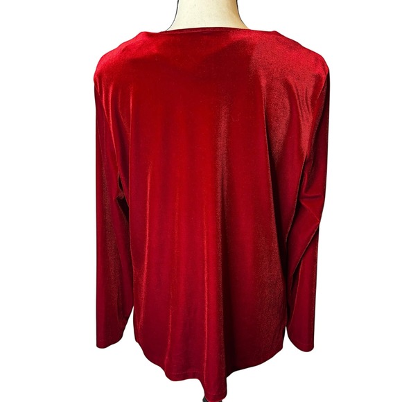 Red Velvet‎ Long Sleeve Top Womens Blouse Elegant Comfortable Holiday - Picture 4 of 13